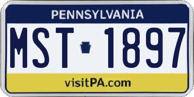 PA license plate MST1897