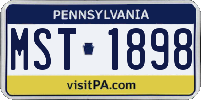 PA license plate MST1898