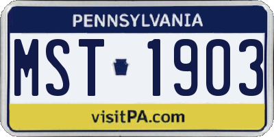 PA license plate MST1903