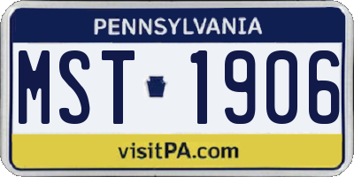 PA license plate MST1906