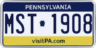 PA license plate MST1908