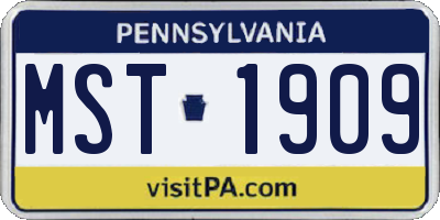 PA license plate MST1909