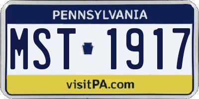 PA license plate MST1917