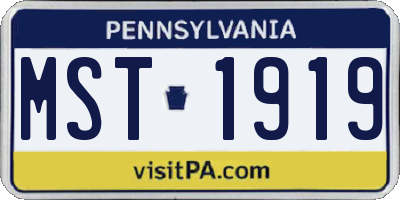 PA license plate MST1919