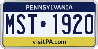 PA license plate MST1920
