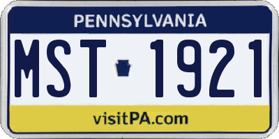 PA license plate MST1921