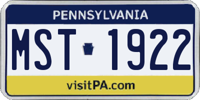 PA license plate MST1922