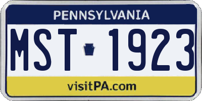 PA license plate MST1923