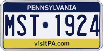 PA license plate MST1924