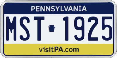 PA license plate MST1925