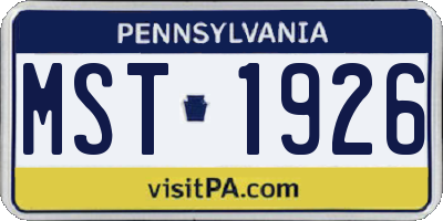 PA license plate MST1926