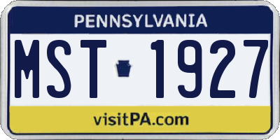 PA license plate MST1927
