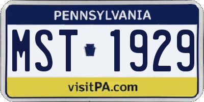 PA license plate MST1929