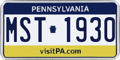 PA license plate MST1930