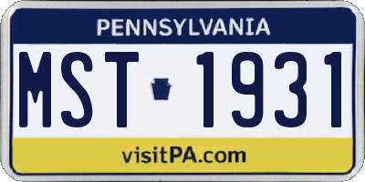 PA license plate MST1931