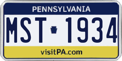 PA license plate MST1934