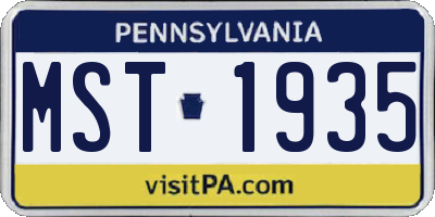 PA license plate MST1935