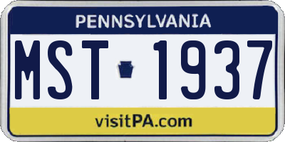 PA license plate MST1937