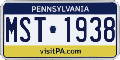 PA license plate MST1938