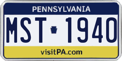 PA license plate MST1940