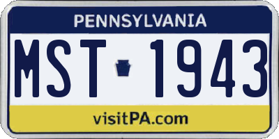 PA license plate MST1943