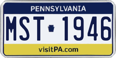 PA license plate MST1946