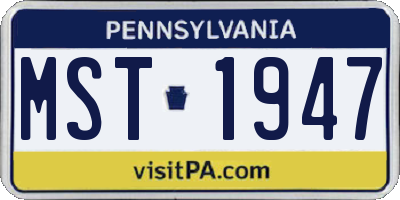 PA license plate MST1947
