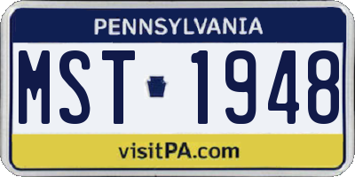 PA license plate MST1948