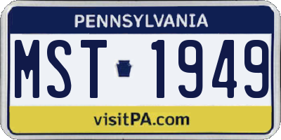 PA license plate MST1949
