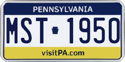 PA license plate MST1950