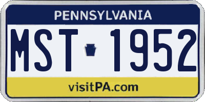 PA license plate MST1952
