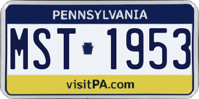 PA license plate MST1953
