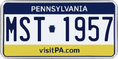 PA license plate MST1957