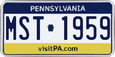 PA license plate MST1959