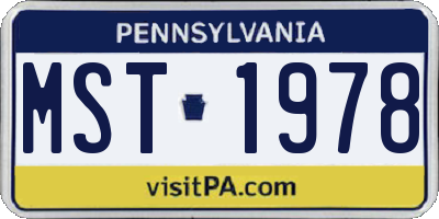 PA license plate MST1978