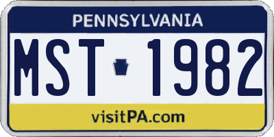 PA license plate MST1982