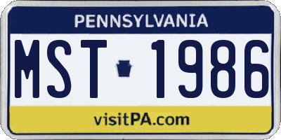 PA license plate MST1986