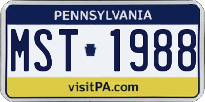 PA license plate MST1988