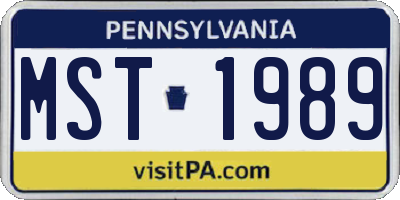 PA license plate MST1989