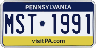 PA license plate MST1991