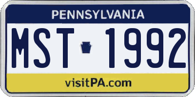 PA license plate MST1992