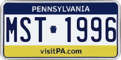 PA license plate MST1996