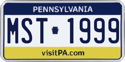PA license plate MST1999