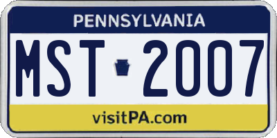 PA license plate MST2007