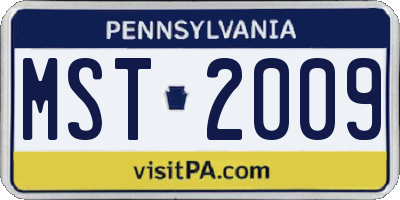 PA license plate MST2009