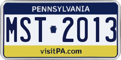 PA license plate MST2013