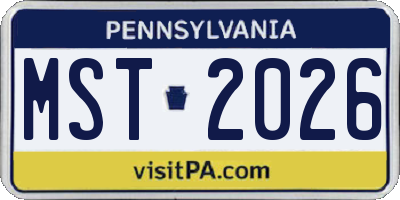 PA license plate MST2026