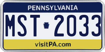 PA license plate MST2033