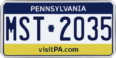 PA license plate MST2035
