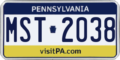 PA license plate MST2038